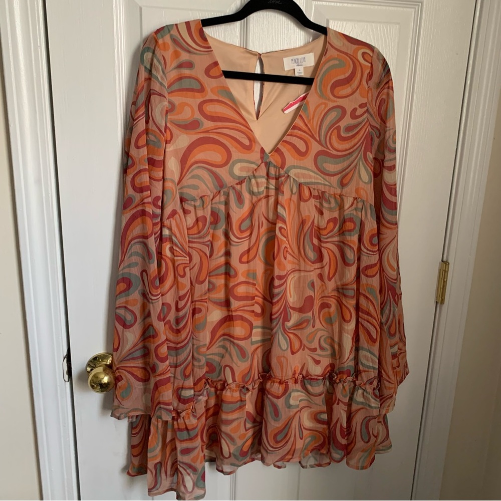 Peach Love Large v neck blouse